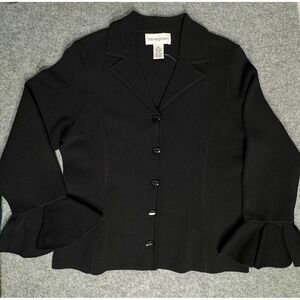 Bloomingdales Black Button Sweater With Removable Silk Cuffs Women's Size L NWOT